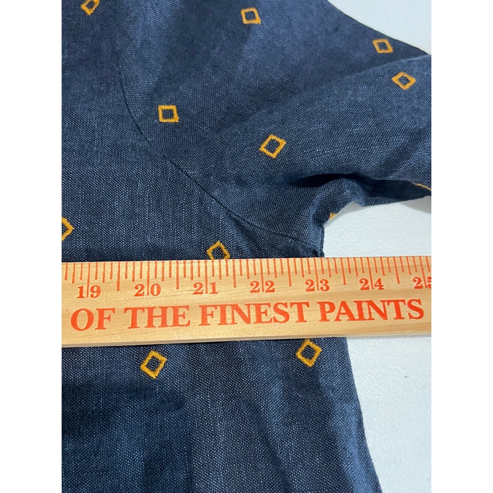 Garnet Hill Embroidered Linen Popover Dress Blue Flax Embroidered Tassel Size 12 - Picture 11 of 13